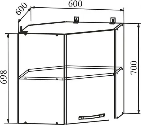 Шкаф навесной ДСВ Тренто ПУ 600 правый (серый/белый)