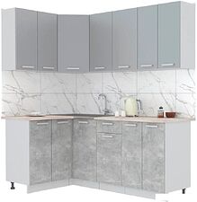 Готовая кухня Интерлиния Мила Лайт 1.2x2.0 (серебристый-бетон-бискайская сосна)