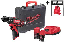 Ударная дрель-шуруповерт Milwaukee M12 BPDMC-202C 4933499465 (с 2-мя АКБ, кейс)