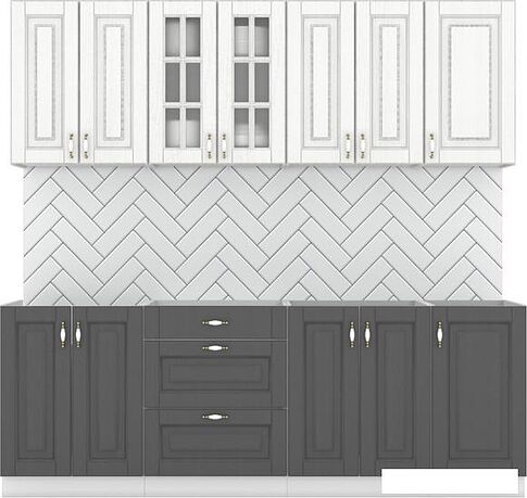 Готовая кухня Интермебель Бостон-7 2.2 без столешницы (акация белая/акация графит)