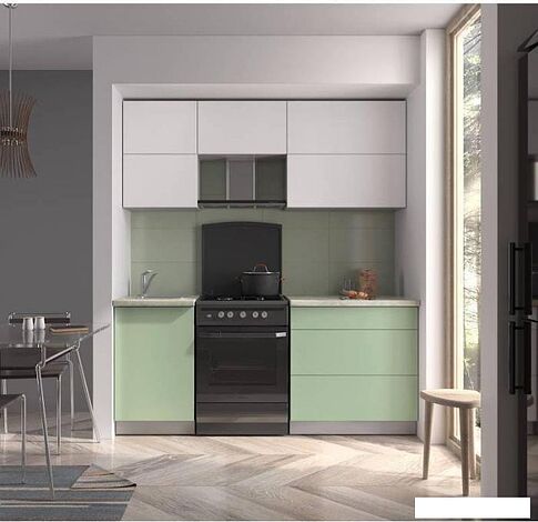 Кухня Интерлиния Мила Матте 1.9 Б (белый/мята/опал светлый)