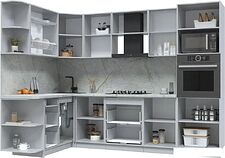 Готовая кухня Интерлиния Берес 1.68x2.8 ВТ левая (дуб снежный/серый каспий) Готовая кухня Интерлиния Берес 1.68x2.8 ВТ левая (дуб снежный/серый каспий)