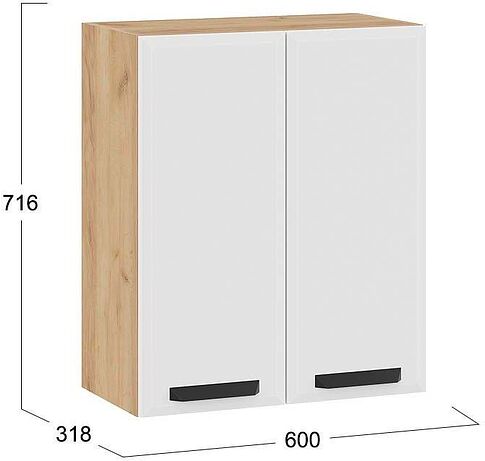 Шкаф навесной Трия Тиана 1В6 (дуб крафт золотой/белый супермат)