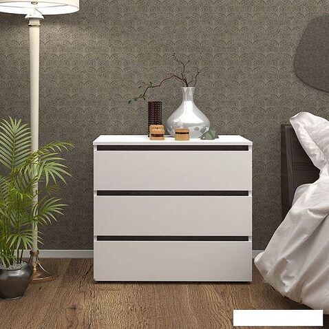 Комод Кортекс-мебель Бари 80 3ш (белый/белый/береза)