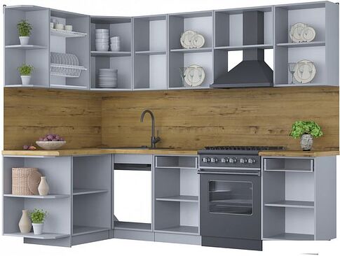 Готовая кухня Интерлиния Мила Шато 1.5x2.6 левая (пепел/пепел/опал светлый)