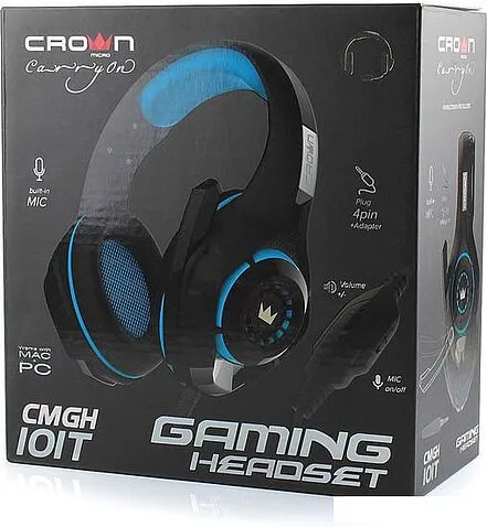 Наушники с микрофоном CrownMicro CMGH-101T (синий)