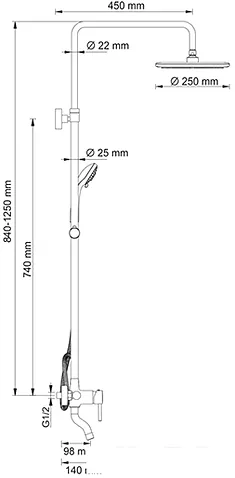 Душевая система Wasserkraft A14401