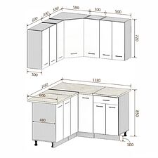 Готовая кухня Кортекс-мебель Корнелия Лира 1.5x1.4 (дуб сонома/марсель)