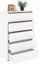 Комод Кортекс-мебель Бари 80 5ш (белый/белый/дуб сонома)