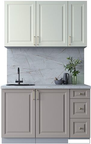 Готовая кухня Интерлиния Мила Шато 1.3А (белый/луна/серый каспий)