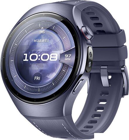 Умные часы Huawei Watch 5 46 мм (фиолетовый, с фиолетовым силиконовым ремешком, международная версия)