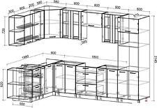 Готовая кухня Интерлиния Мила 1.88x3.0 левая без столешницы (белый платинум/бетон)