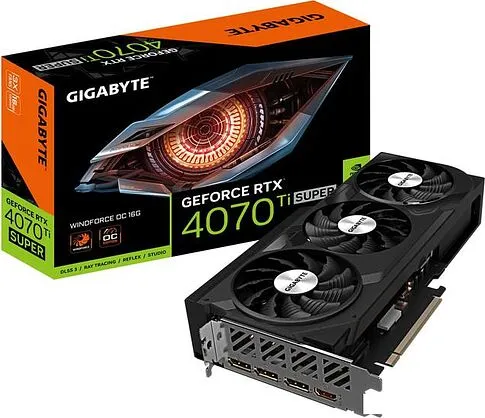 Видеокарта Gigabyte GeForce RTX 4070 Ti Super Windforce OC 16G GV-N407TSWF3OC-16GD