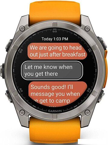 Умные часы Garmin Fenix 8 Sapphire 51мм (титановый, оранжевый силиконовый ремешок)