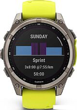 Умные часы Garmin Fenix 8 Solar, Sapphire 47мм (титановый серый с желтым ремешком)