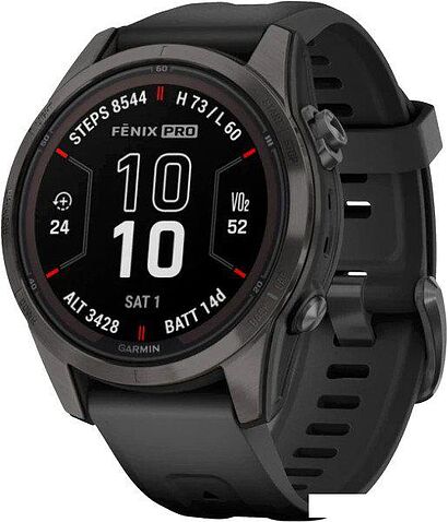 Умные часы Garmin Fenix 7S Pro Sapphire Solar (карбоново-серый титан/черный)