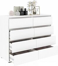 Комод Кортекс-мебель Бари 120 8ш (белый/белый/белый)