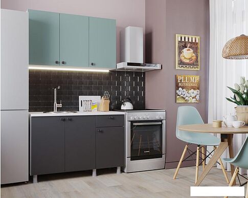 Готовая кухня НК-Мебель Деми 120 76144511 (графит/сум.голубой)