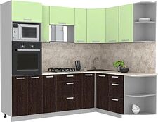 Готовая кухня Интерлиния Мила Лайт 1.68x2.4 правая (салатовый/дуб венге/малага) Готовая кухня Интерлиния Мила Лайт 1.68x2.4 правая (салатовый/дуб венге/малага)