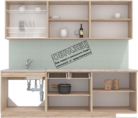 Готовая кухня Интерлиния Мила 24 (белый платинум/дуб серый/малага)