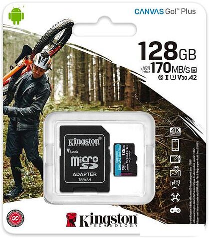 Карта памяти Kingston Canvas Go! Plus microSDXC 128GB (с адаптером)