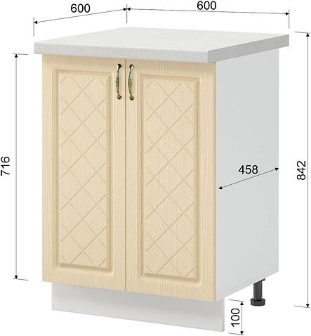 Шкаф напольный Mio Tesoro Модена ШН 600 (белый/дуб ваниль)