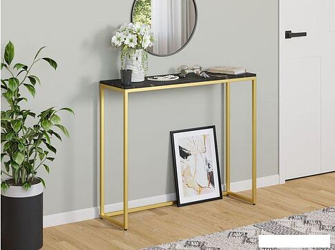 Консольный стол LoftyHome Мальборк 1627983 (мрамор блэк/золотой)