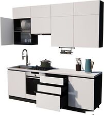 Готовая кухня ВерсоМебель Эко Премиум 2.4 (белый фасадный/ст. мрамор лацио) Готовая кухня ВерсоМебель Эко Премиум 2.4 (белый фасадный/ст. мрамор лацио)