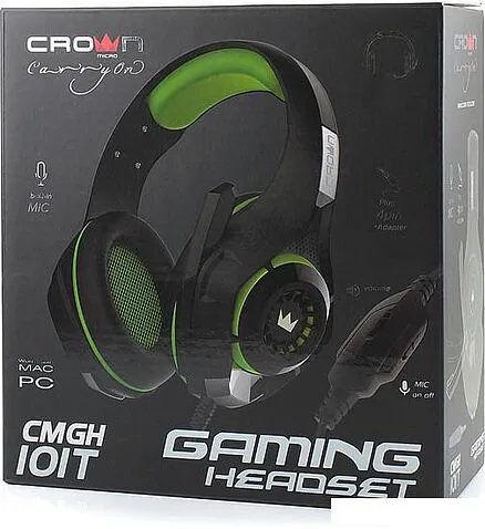 Наушники с микрофоном CrownMicro CMGH-101T (зеленый)