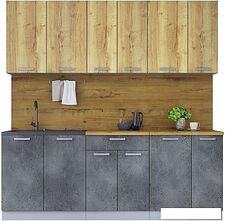 Готовая кухня Интерлиния Мила Лайт 2.1 (дуб золотой/бетон портленд/дуб бунратти)