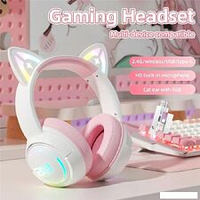 Наушники Onikuma GT838 Cat Ear (белый/розовый)