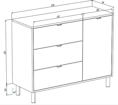 Тумба ЭлиГард Mone 1D3S (дуб вотан/белый)