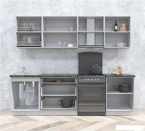 Кухня Интерлиния Интерлиния Мила Матте 2.6 Б (белый/белый/кастилло темный)