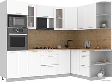 Готовая кухня Интерлиния Мила 1.68x2.6 правая (белый платинум/белый платинум/дуб бунратти)
