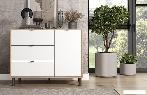 Тумба ЭлиГард Mone 1D3S (дуб вотан/белый)