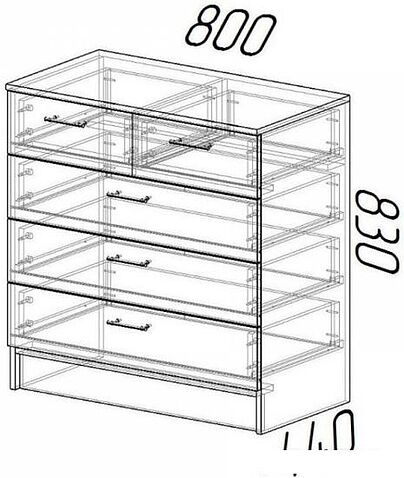 Комод МебельЭра К800 3/2 (венге-лоредо)