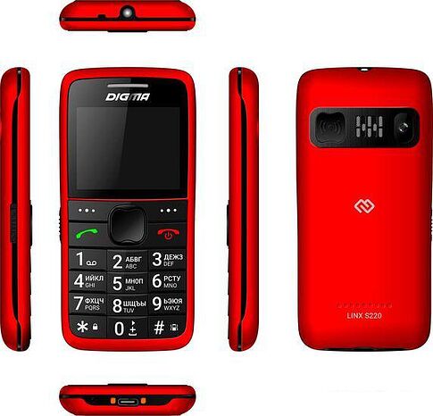 Кнопочный телефон Digma Linx S220 (красный)