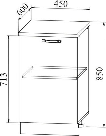 Шкаф напольный ДСВ Тренто С 450 правый (серый/белый)