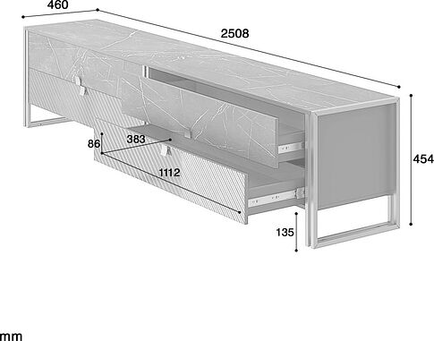 Тумба Involux ТВ Неаполь 6162 (черный мрамор/графит/черный глянец/металл золото)