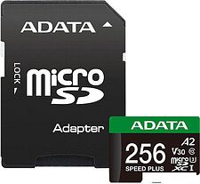 Карта памяти ADATA SPEED PLUS microSDXC 256GB UD256GUI3V30A2SP-RA1 (с адаптером) Карта памяти ADATA SPEED PLUS microSDXC 256GB UD256GUI3V30A2SP-RA1 (с адаптером)