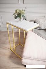 Приставной столик Калифорния мебель Агами Голд (белый мрамор)