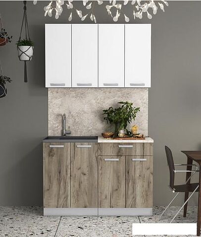 Готовая кухня Интерлиния Мила Лайт 1.2 (белый платинум/дуб серый/малага)