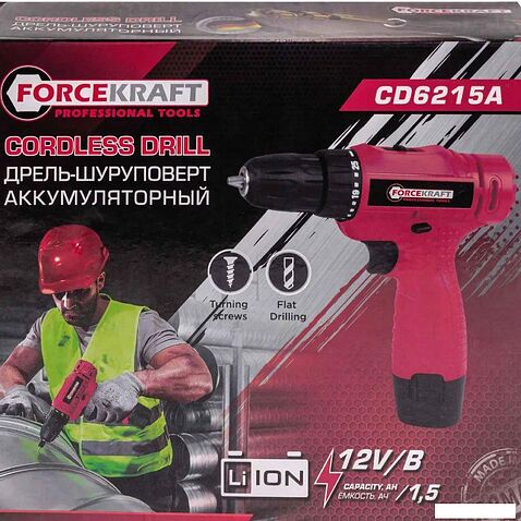 Дрель-шуруповерт ForceKraft FK-CD6215A (с 1-им АКБ)