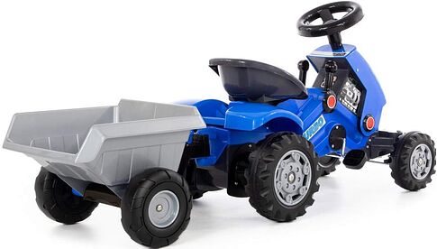 Педальная машинка Полесье Каталка-трактор с педалями Turbo-2 с полуприцепом 84651