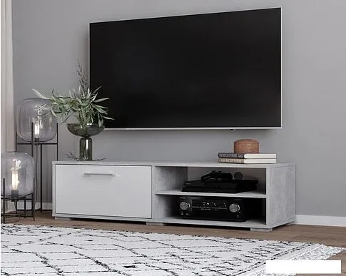 Тумба Интерлиния Под ТВ (белый платинум/бетон)