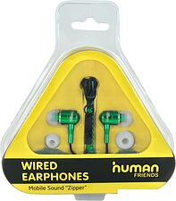 Наушники CBR Human Friends Zipper Green