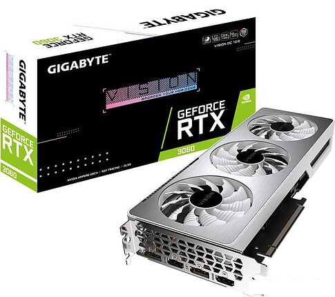 Видеокарта Gigabyte GeForce RTX 3060 Vision OC 12GB GDDR6 GV-N3060VISION OC-12GD