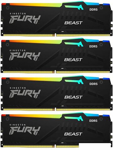 Оперативная память Kingston FURY Beast RGB 4x16ГБ DDR5 5600 МГц KF556C40BBAK4-64