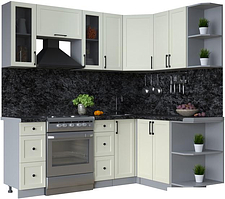 Готовая кухня Интерлиния Тренд 1.5x2.1 правая (белый/белый/кастилло темный)