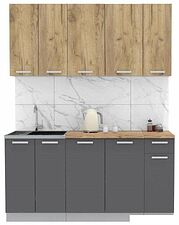 Готовая кухня Интерлиния Мила Лайт 1.7-60 (дуб золотой-антрацит-дуб бунратти)